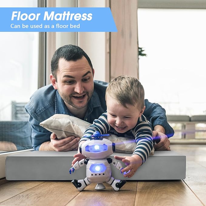 CYMULA Memory Foam Camping Mattress Pad,3inch Sleeping Pad for Camping,Non-Slip Bottom Floor Cot Car Mattress Bed with Retaining Portable Roll up Mattress Pad Mat for Travel Truck Guest Bed Tent