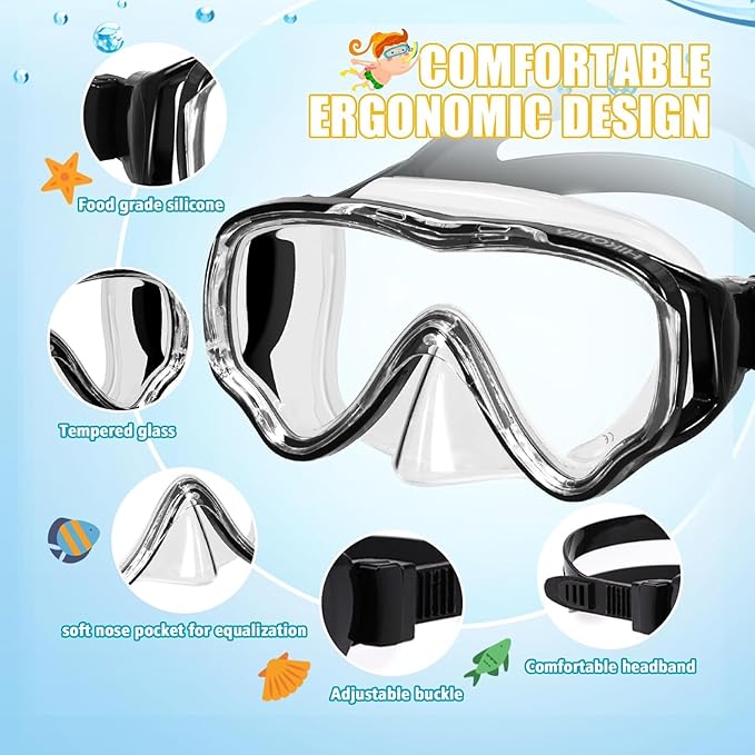 Snorkeling Set for Kids, Full Dry Snorkeling Mask Set for Adults, Anti-Fog Protection, Unisex,HD Panoramic View, Snorkeling Gear for Kids 4-14 Age