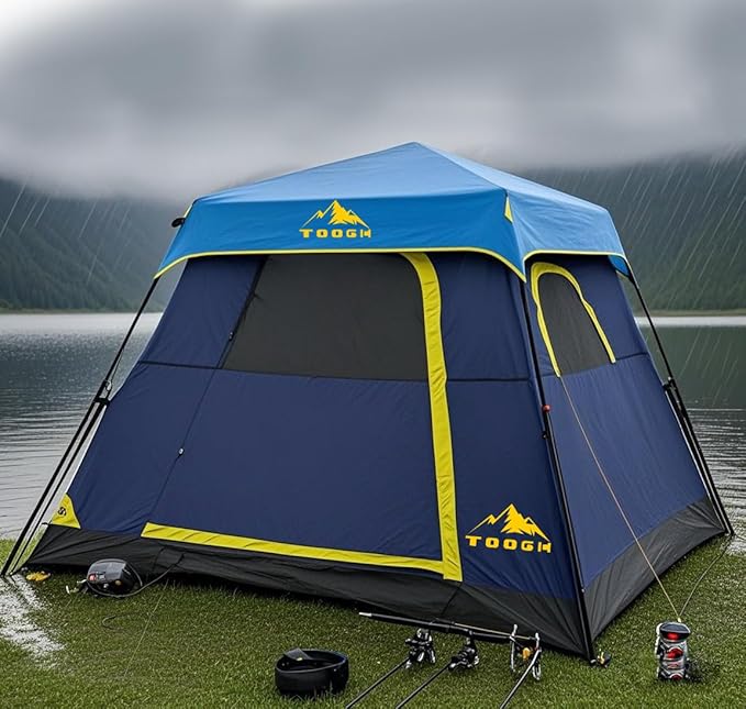 3/4 Person/6 Person Camping Tent Fast Cabin Tent with Instant Setup Tent, Weatherproof Tent Easy Quick Set Up & Pop Up in 60 Seconds with Rainfly Backpack for Family Camping,Upgraded Ventilation