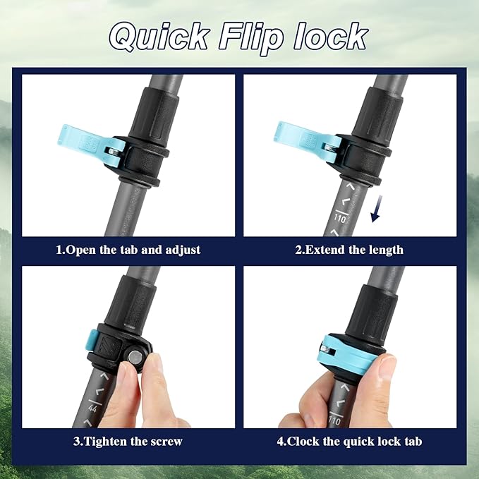 Hiking Poles, Ultra-Light Telescopic Trekking Poles,Portable Walking Sticks with Adjustable Height for Men and Women