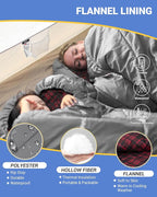 KingCamp Sleeping Bag for Adults, Cold Weather & Warm Extra Wide Big & Tall XL Portable Waterproof Flannel Sleeping Bags, Essentials Gear Accessories for Camping Backpacking Hiking Indoor & Outdoor