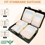 BAGAIL 4 Set/6 Set/8 Set Compression Packing Cubes Travel Accessories Expandable Packing Organizers (Square Mesh, 06-Beige)