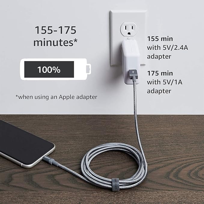 Amazon Basics 2-Pack USB-A to Lightning Cable, Apple MFi Certified, Nylon Braided Cord for iPhone 14 13 12 11 X Xs Pro, Pro Max, Plus, iPad, Data Sync, 3 Foot, Dark Gray
