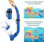 Kids Mask Fins Snorkel Set Snorkeling Packages, with Diving Mask, Snorkel, Adjustable Swim Fins, Mesh Bag, Anti-Fog Anti-Leak Snorkeling Gear for Kids for Snorkeling Swimming Diving