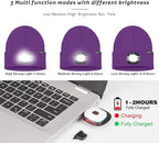 ATNKE LED Lighted Beanie Hat,USB Rechargeable 4 LED Running Headlamp Bright Cap with The Light Gifts for Men and Women