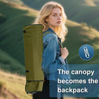 Folding Camping Chair with Canopy, Portable Outdoor Beach Chair for Fishing, BBQ, Picnic, Backyard, Lightweight Sun Shade Chair with Cup Holder, Army Green