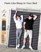 Hikenture Double Sleeping Pad for Camping, 4" Extra-Thick Camping Mattress 2 Person, Inflatable & Ultralight Sleeping Mat for Backpacking, Hiking (Grey Pumpsack, Full XL)