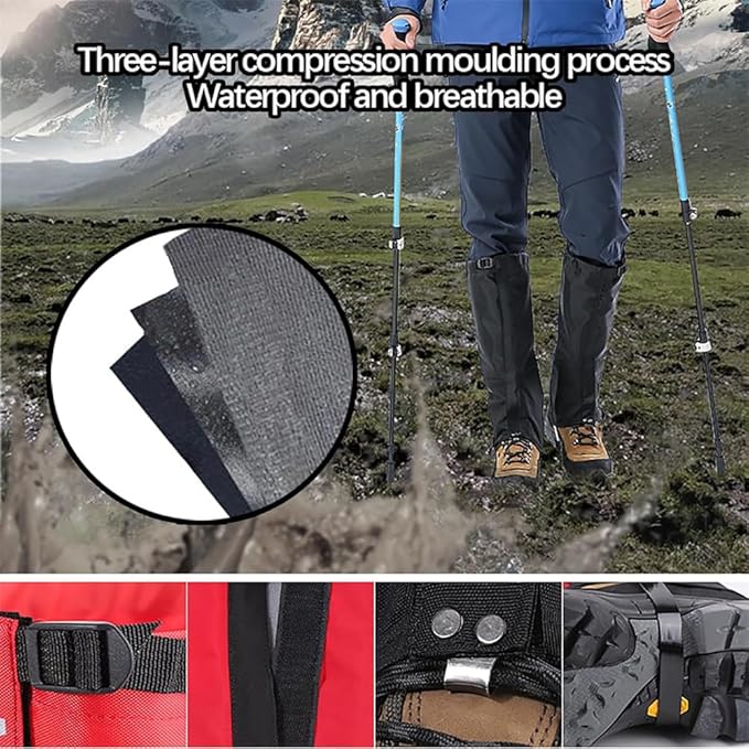 Leg Gaiters for Hiking Boots,900D Waterproof Hunting Hiking Gaiters Adjustable Snow Boot Gaiters for Climbing, Dirt-Proof Ripstop Shoe Gaiters for Men Women