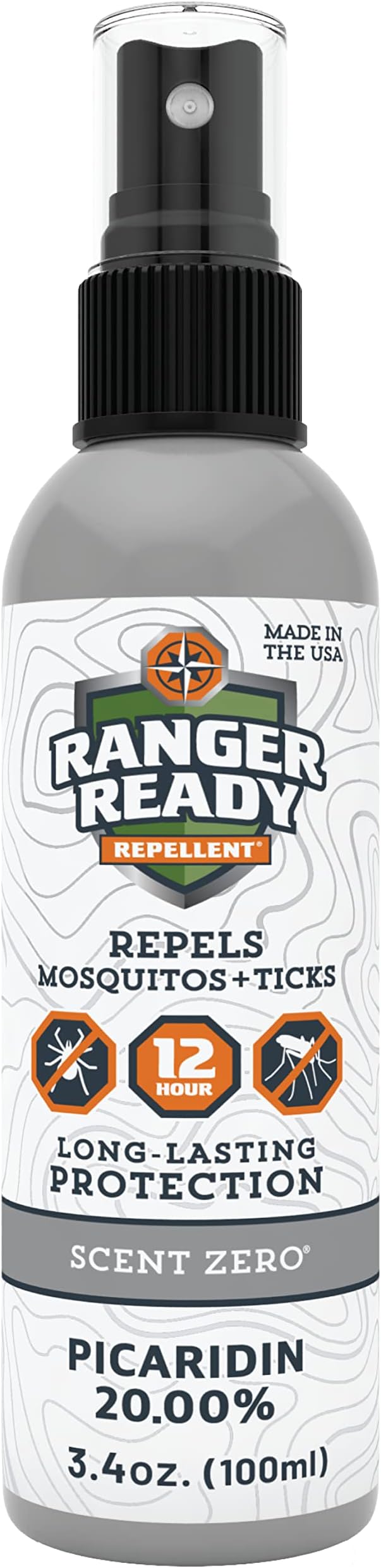 Ranger Ready Repellents Picaridin Insect Repellent Spray - Mosquito Repellent and Tick, Scent Zero, Travel Size Bug Spray (3.4 oz, Pack of 1)