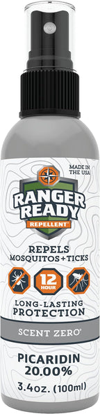 Ranger Ready Repellents Picaridin Insect Repellent Spray - Mosquito Repellent and Tick, Scent Zero, Travel Size Bug Spray (3.4 oz, Pack of 1)