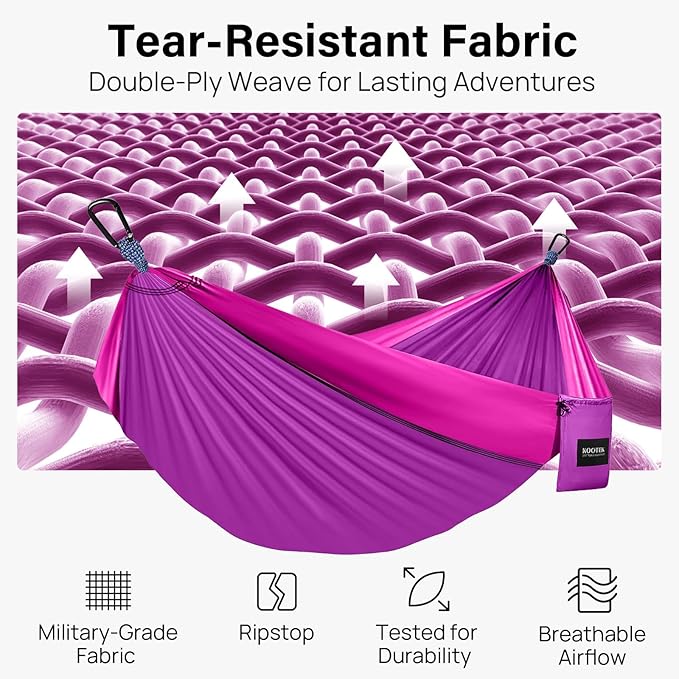 Kootek Camping Hammock, Portable Hammocks with Tree Straps & Attached Carry Bag, Camping Essentials Gear, Perfect for Outside Indoor Hiking Beach Backpack Travel