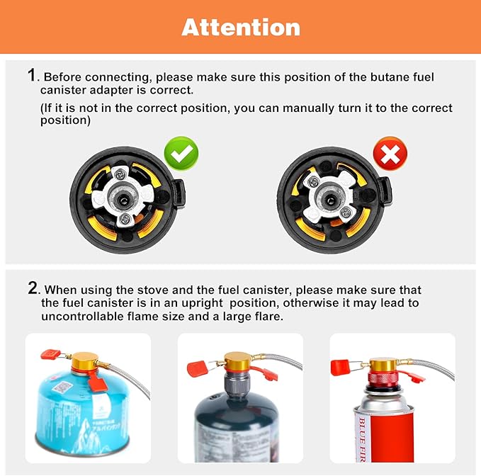 WADEO 7200W Windproof Camping Stove, Camping Gas Stove with Piezo Ignition, Two Fuel Canister Adapter, Carry Case, Portable Stove, Backpacking Stove for Outdoor Backpacking Hiking and Picnic