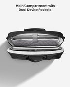tomtoc 16-inch Dual Compartment Laptop Briefcase for 2 Laptops, Business Protective Laptop Messenger Shoulder Bag for a Laptop+ a Portable Monitor, Water-resistant Multi-functional Computer Work Bag