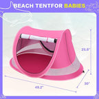 Baby Beach Tent with Baby Hat, Pop Up Toddler Travel Bed with Sun Hat for Boys or Girls, Sun Shade for Toddler Camping, Infant Portable Sun Shade, Summer Beach Baby