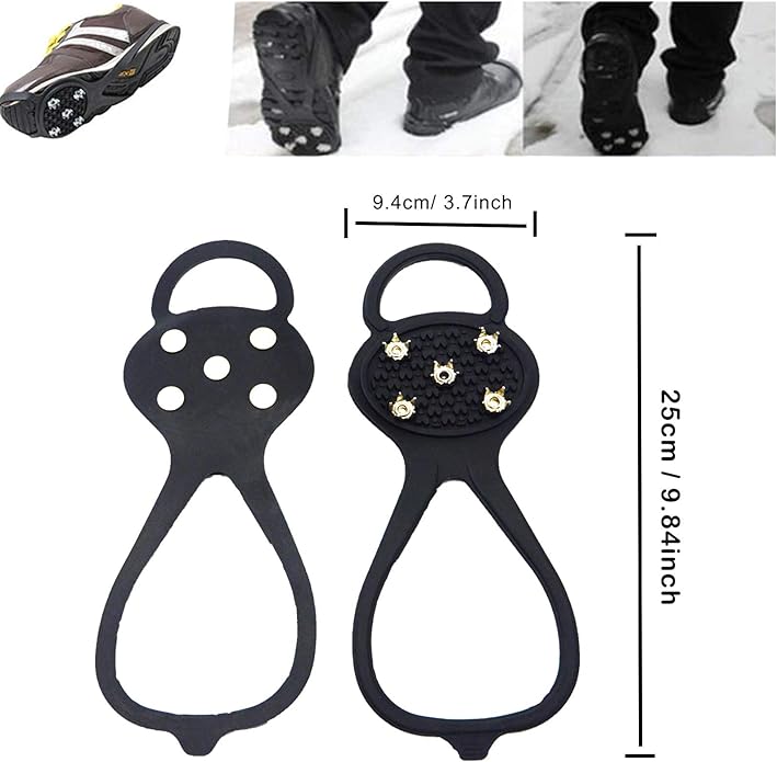 Universal Non Slip Gripper Spikes for Shoes, Ice Traction Cleat Grips with Steel Studs Crampon for Ice Sports