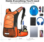 Insulated Hydration Backpack Pack with 3L BPA Free Leak Proof Water Bladder, Large Storage Lightweight Hiking Daypack with Waist Pouches & Cooler Layer, for Running, Biking, Camping, Festival