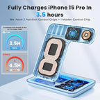 WAITIEE Wireless Charger 3 in 1 Charging Station for for iPhone 16 15 14 13 12 11 X 8 & for Apple Watch, for AirPods 1/2/3/Pro/Pro 2 with Lightning Charging Case(Blue)