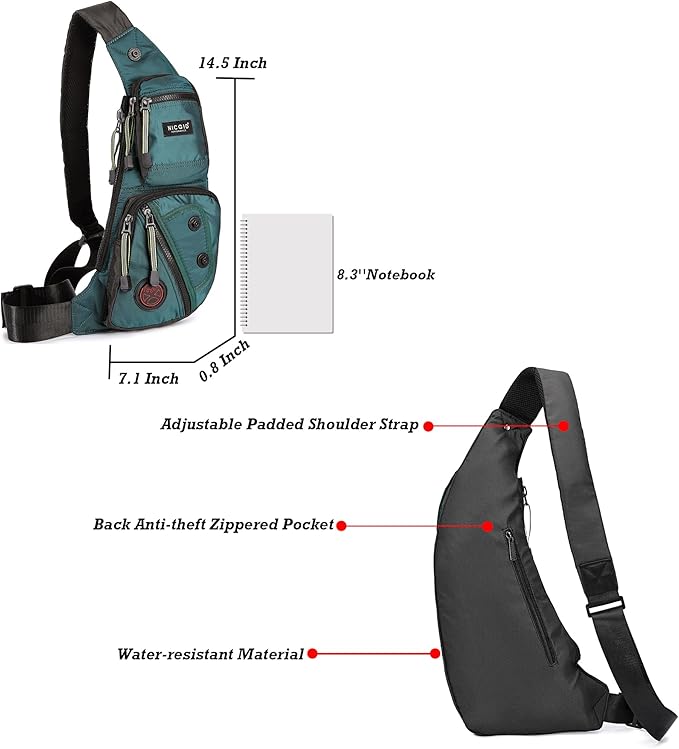 NICGID Sling Bag Chest Shoulder Backpack Crossbody Bags Casual Daypack for Men Women