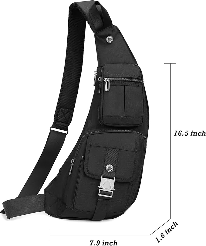 NICGID Sling Bag Chest Shoulder Backpack Crossbody Bags Casual Daypack for Men Women (Black-013)