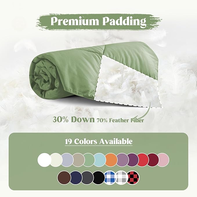 puredown® Lightweight Packable Couch Throw Soft Feather Down Throw Blanket for Indoor and Outdoor Use, 50"X70", Sage Green
