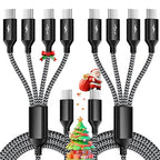 USB C Splitter Multi Charging Cable 2Pack, Dual Type C Charger Cord,4 in 1 Multiple Nylon Braided Cable with 4 Type-C Connectors Compatible with iPhone 17 16 Pro Max/Galaxy/Tablets/Google-5FT.