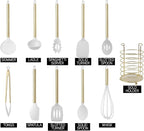 COOK WITH COLOR Silicone Cooking Utensils, Kitchen Utensil Set, Easy to Clean Silicone Kitchen Utensils, Cooking Utensils for Nonstick Cookware, Kitchen Gadgets Set with Holder, 10 Pieces