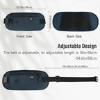 FuninCrea Waterproof Hidden Money Belt for Travel, Anti-Theft Belt Bag with RFID Blocking Function Adjustable Slim Waist Bag with 2 Zipper Pockets and 1 Back Pocket for Men and Women (Style l, Blue)