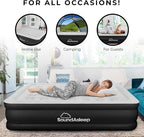 SoundAsleep Dream Series Luxury Air Mattress with ComfortCoil Technology & Built-in High Capacity Pump for Home & Camping- Double Height, Adjustable, Inflatable Blow Up, Portable - Queen Size