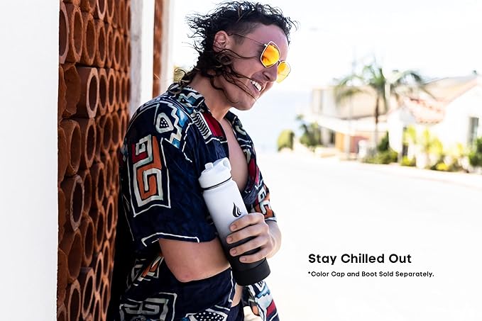 HYDRO CELL Stainless Steel Insulated Water Bottle with Straw - For Cold & Hot Drinks - Metal Vacuum Flask with Screw Cap and Modern Leakproof Sport Thermos for Adults (Black/White 24oz)