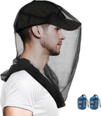 Mosquito Head Net for Insects, 2 Pack, Premium Bug Net for Head, Fly & Bug Protection | Ultra Large & Long, Finest Holes for Camping, Hiking, Fishing, Gardening, Fits All Hats for Men & Women