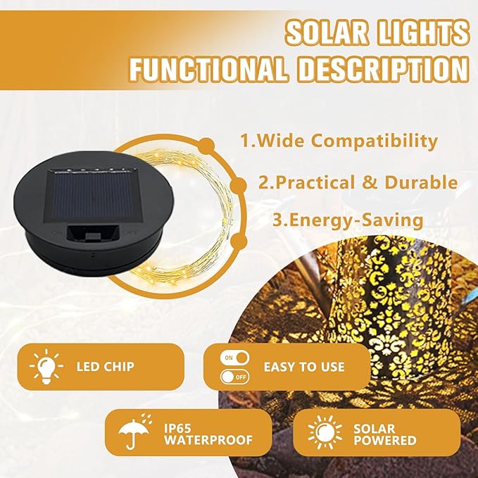 Solar Light Replacement Top, Solar Panel Lantern Lid Lights, Outdoor Fairy Light Garden Accessories Waterproof Led Water Can Lights Replacement Parts 2 Pack (Warm/Warm)