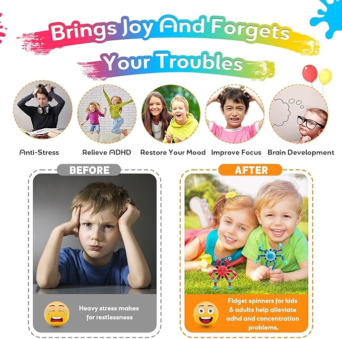 Transformable Fidget Spinner Toys for Kids and Adults,4 Pcs Sensory Toy for Boys Girl ADHD Stress Relief Toys,Fingertip Gyros Travel Toy Party Favors for Teens Birthdays Gifts Easter Present