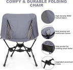 MINGPINHUIUS Lightweight Folding Chair for Camping: Ultra Light Height Adjustable Camp Chair Outdoor Adventures Bilateral Breathable Mesh Structure for Hiking Mountaineering Beach (Gray)