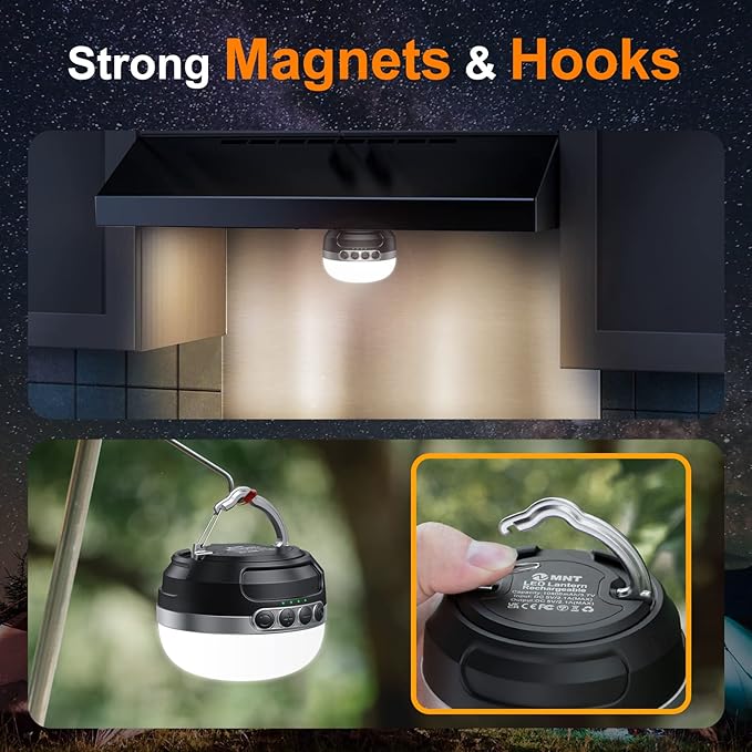 LED Camping Lantern Rechargeable 1400LM, Up to 420H Running Time Camping Tent RGB Light, 10400mAh Emergency Hanging Light for Hurricane, Power Outages, Home, Hiking