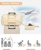 Duffle Bag for Travel, Weekender Bag with Shoe Compartment, Carry On Overnight Bag for Women with Toiletry Bag, Gym Bag with Wet Pocket, Hospital Bags for Labor and Delivery Beige
