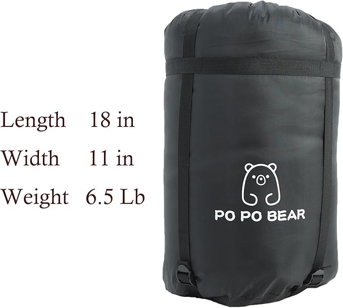PO PO BEAR Zero Degree Sleeping Bag for Adults 100% Cotton Flannel Tall and Big