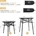 Folding Camping Table - Small Outdoor Table with Storage Bag - Adjustable Height 17.7'' & 24'', Portable Lightweight Aluminum Foldable Side Table for Picnic, BBQ, Beach & Tailgating(Large)