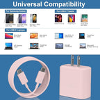 45W USB-C Super Fast Charger Type C Android Phone Charging Block for Samsung Galaxy S26 S25 S24 S23 Ultra/S26 S25 S24 S23 S22 S21 S20/Note 10/20,PPS Charger with 6.6FT Cord-Pink
