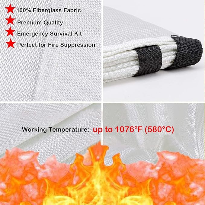 TONYKO Emergency Fire Blankets, Flame Retardant Protection and Heat Insulation Designed for Kitchen,Fireplace,Grill,Car,Camping