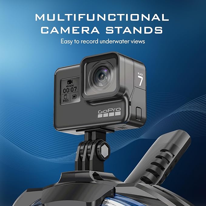 Adult Full Face Snorkel Mask, Waterproof Dual Breathing Tubes, Patented Design, Breathing Through The Nose, Professional Snorkeling Gear for Vacation, Mountable Action Camera