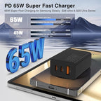 65W Super Fast Charger Type C for Samsung,3 Port 100W Quick Charging 3.0 USB C Block & 3/6/10/10FT Braided Type C Cord for Samsung Galaxy S26 Ultra/S26/S25 Ultra/iPhone 17 Pro/MacBook Pro/Air-Purple