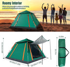 Tents for Camping 4-5 Person with Rainfly, Family Camping Tents Waterproof Windproof with 2 Large Mesh Windows Easy Setup, Outdoor Backpacking Tent for Hiking Climbing Adventure Backyard(Green)