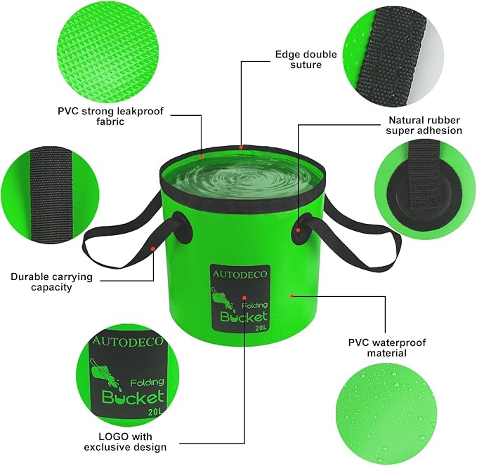 AUTODECO 20L Collapsible Bucket 5 Gallon Water Container Folding Water Bucket with Handle Portable Wash Basin