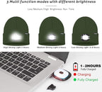 ATNKE LED Lighted Beanie Hat,USB Rechargeable 4 LED Running Headlamp Bright Cap with The Light Gifts for Men and Women