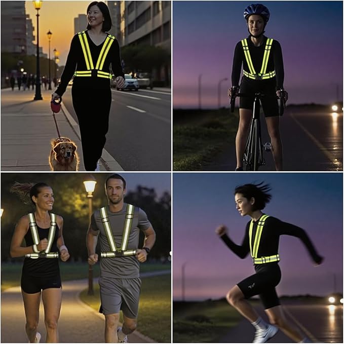 Reflective Strap Safety Vest Gear - 2-10 Pack Adjustable High Visible Reflective Running Gear for Women Men Night