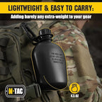 M-Tac Canteen Water Bottle - 1 Quart Water Canteen (34 Oz/1L) - Tactical Water Bottle for Military Hiking Camping Survival (Bottle & Cover Black)