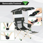 Nice C Chair with Canopy, Umbrella Chairs, Chair with Shades, Sports Chairs, w/Removable Footrest, Cooler Bag, Cup Holder for Camping, Fishing, Sports, Beach (2-P Green)