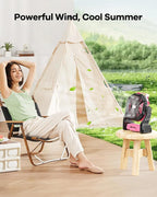 30000mAh Rechargeable Camping Fan with LED Lantern,Portable Battery Powered Outdoor Fan for Bedroom,Camping,Travel,Hiking,Beach,Office,Trave Accessories(Pink)