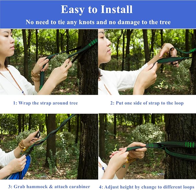 Camping Hammock Double & Single Portable Hammocks Ultralight Nylon Parachute Hammocks with 2 Tree Straps for Backpacking, Travel, Beach, Backyard, Camping, Hiking (Medium, Camouflage)