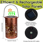 Boho Solar Lanterns Outdoor 2 Pack - Birthday Gifts for Women Mom Grandma Metal Hanging Solar Powered Unique Garden Decorative LED Lights for Outside Yard Patio Lawn Porch Decor(Butterfly)